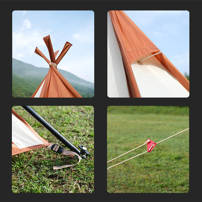 Cheap Goat Tents 4 Person Tent Pyramid Style Hand Made Camping Equipment Oxford Waterproof Material Free Accessories   